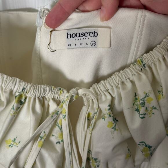 House of CB Tallulah Ivory Floral Puff Sleeve Midi Dress XL - Picture 8 of 11